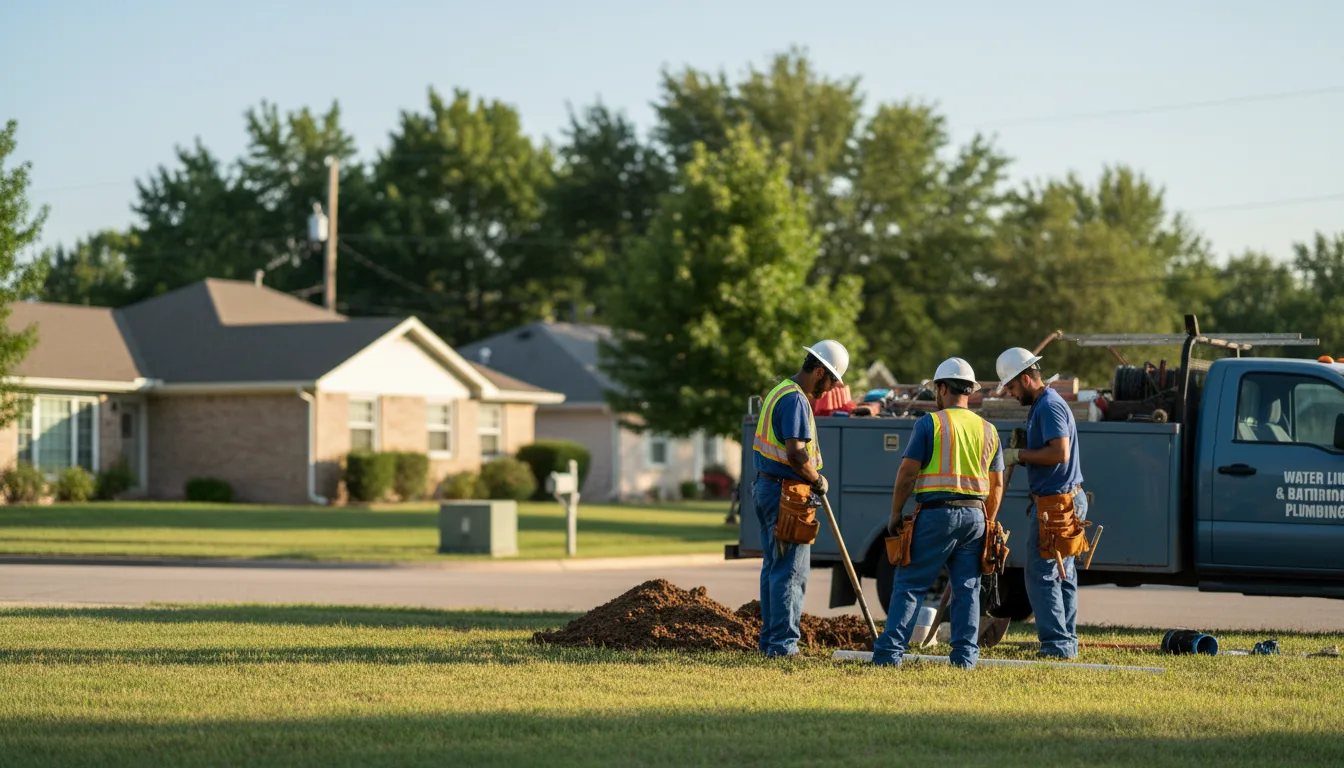 Residential water line and bathroom plumbing service in Preston, OK